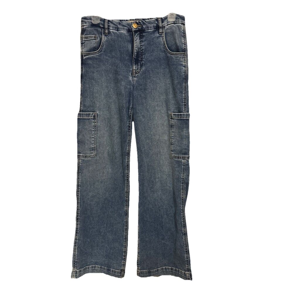 Kut from the Kloth Jody High Rise Wide Leg Jeans 10 Denim utility stretch blue